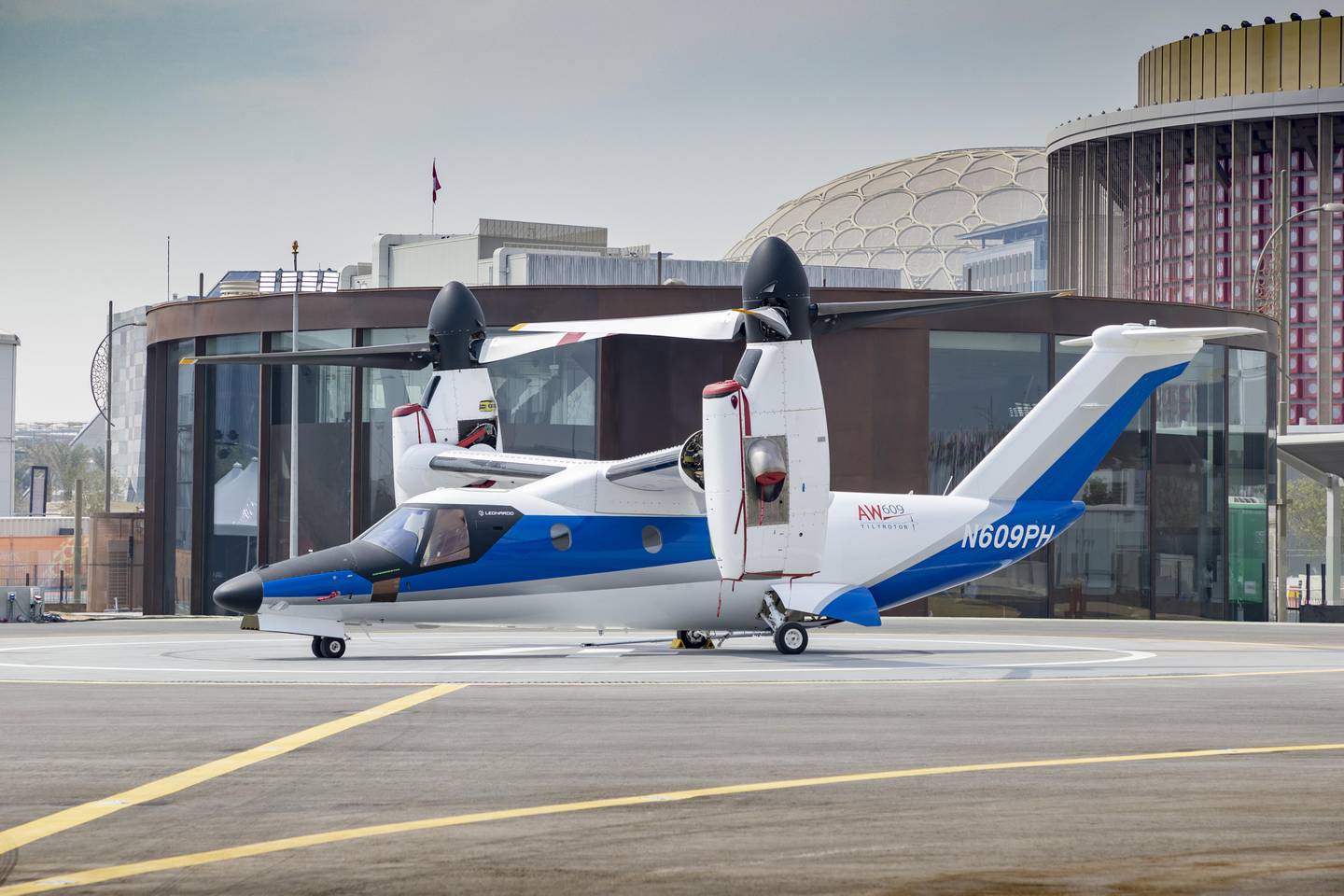 Italian aerospace company Leonardo will display its AW609 tilt-rotor at the Dubai Airshow. Photo: Leonardo