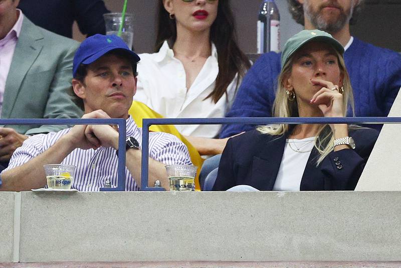 Actor James Marsden and singer Emma Deigman attend the US Open final on Sunday. AFP