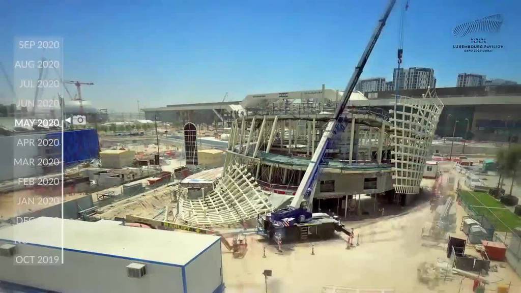 Timelapse of the Luxembourg pavilion at Expo 2020