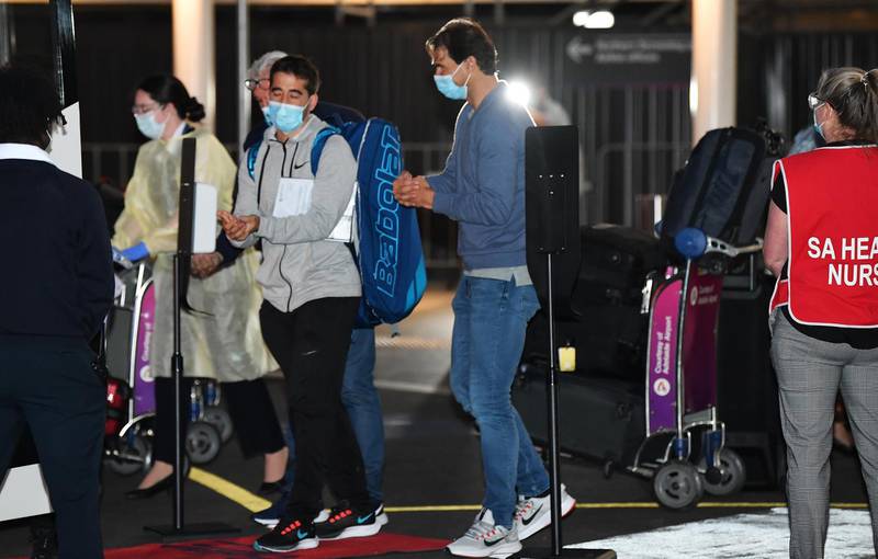 Rafael Nadal arrives at Adelaide Airport. Getty