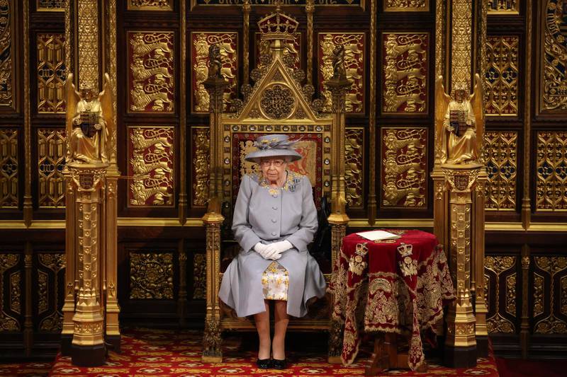 Queen Elizabeth ahead of the Queen's Speech in the House of Lord's Chamber during the State Opening of Parliament in London. Getty Images