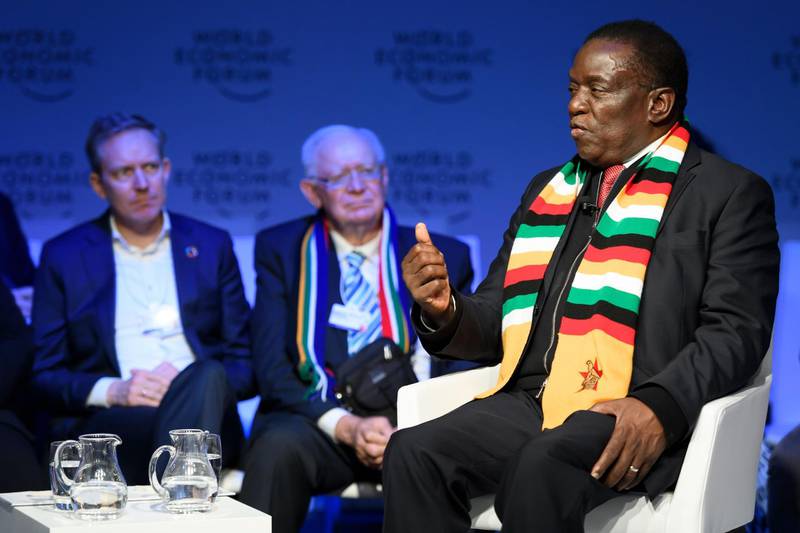 Zimbabwe's president Emmerson Mnangagwa attends the annual World Economic Forum (WEF) in Davos. Fabrice Coffrini / AFP