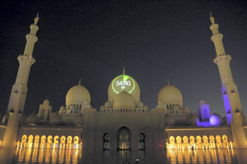 Sheikh Zayed Grand Mosque celebrates Earth Hour. WAM