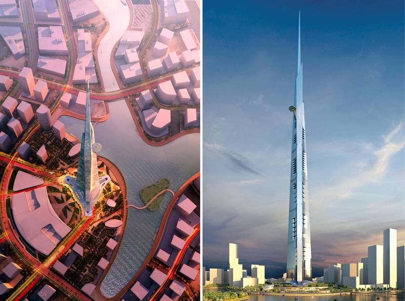 The iconic Kingdom Tower project in Jeddah, Saudi Arabia. Above ground work is set to begin on the tower which is expected to be taller than Dubai’s Burj Khalifa. Rendering courtesy EC Harris/Mace