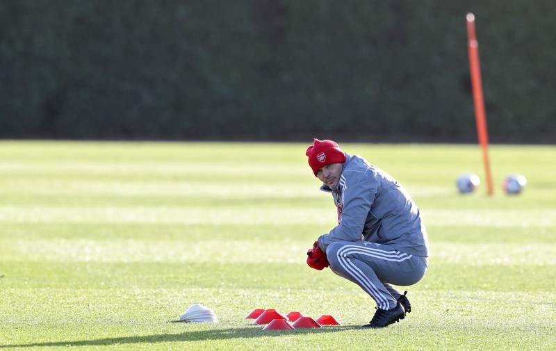Arsenal interim head coach Freddie Ljungberg during the training session on Wednesday. PA