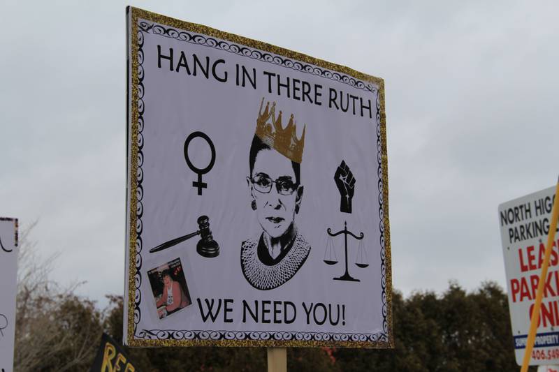 A poster at the 2018 Women's March in Missoula, Montana, featuring Ginsburg. Photo: The Montana Suffragettes 