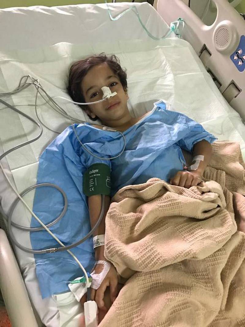 Hamad Al Mansoori, 9, is stable after the knife attack. Courtesy Ibrahim Al Mansoori