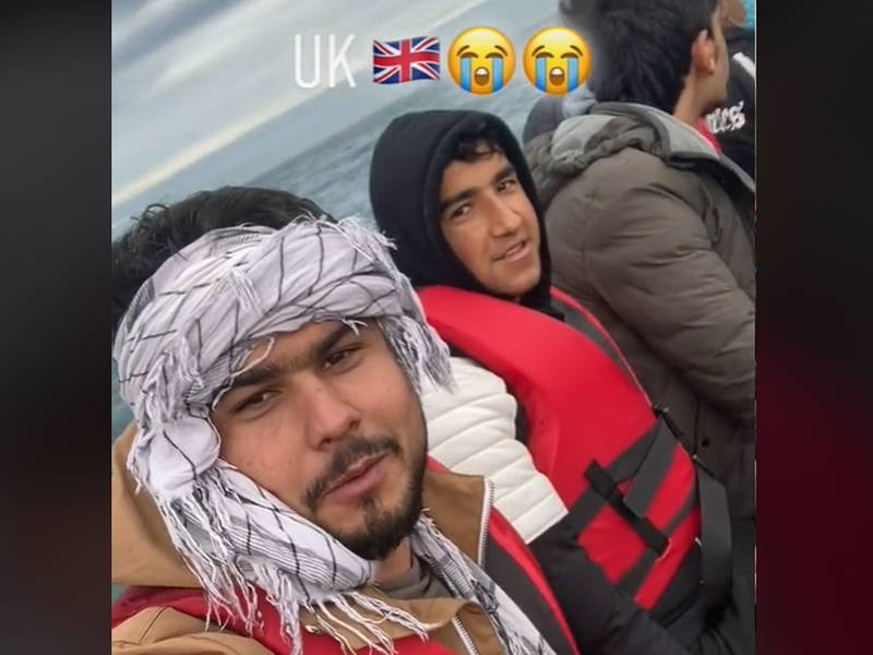 The video posted to TikTok appears to show migrants crossing the English Channel. TikTok
