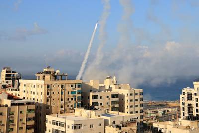 Rockets are fired from Gaza City towards Israel. AFP