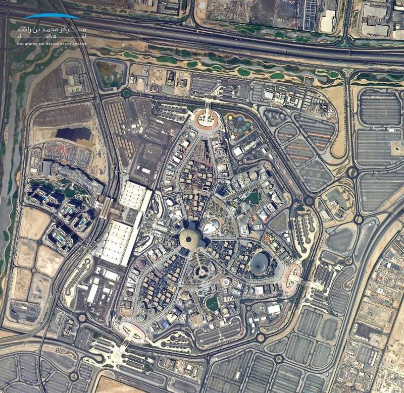 The Expo 2020 Dubai site captured in a satellite image. All photos: MBRSC