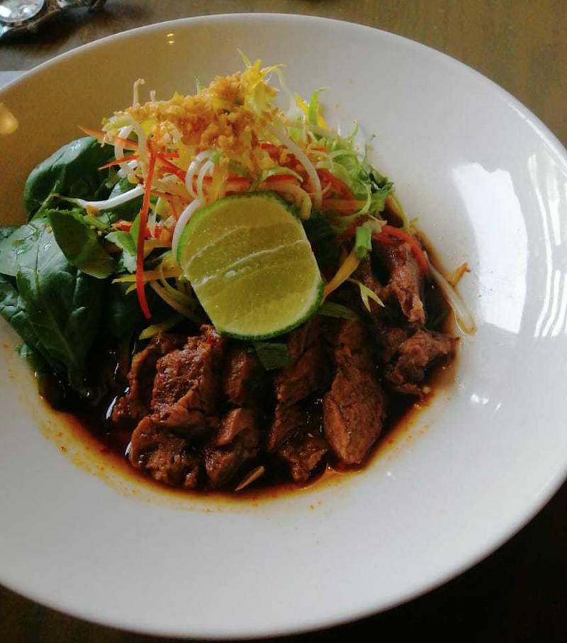 A soupy noodle recipe. Courtesy of Fuchsia Urban Thai