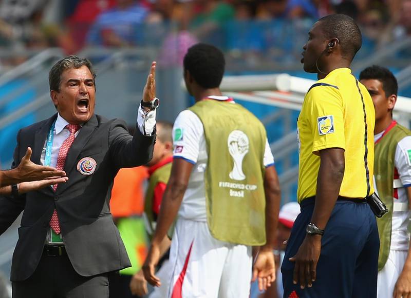 RECIFE, BRAZIL - JUNE 20: Head coach Jorge Luis Pinto of Costa Rica reacts during the 2014 FIFA World Cup Brazil Group D match between Italy and Costa Rica at Arena Pernambuco on June 20, 2014 in Recife, Brazil.  (Photo by Robert Cianflone/Getty Images)