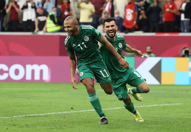 Algeria's Yacine Brahimi celebrates scoring their second goal. Reuters