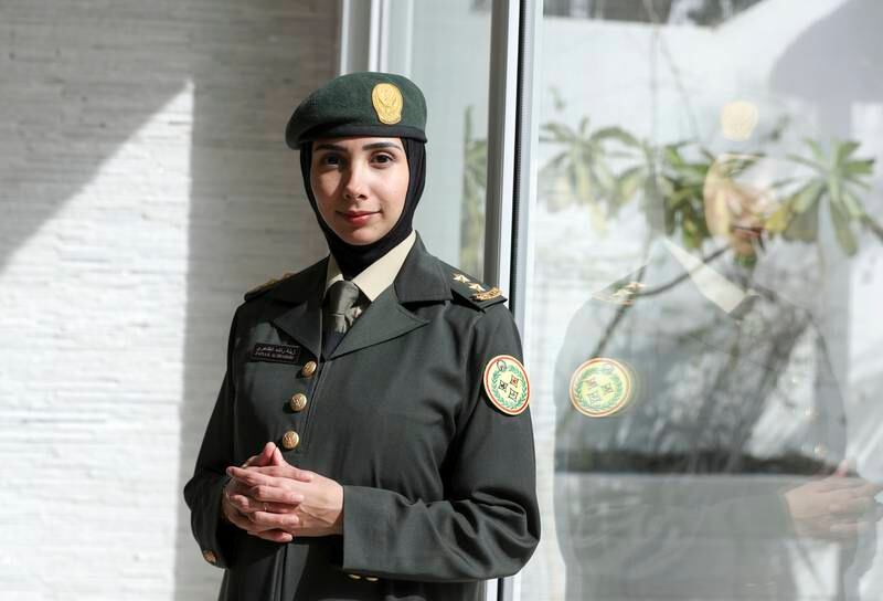 First Lt Zaina Rashed Al Dhaheri's father and older sister inspired her military career. Khushnum Bhandari / The National
