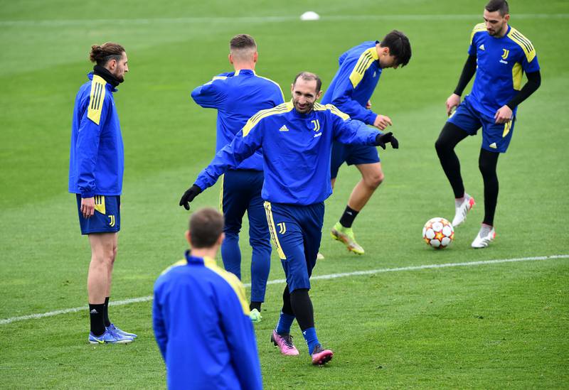 Juventus defender Giorgio Chiellini prepares for the Villareal match. Reuters
