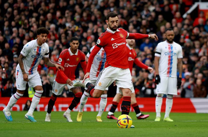 Fernandes scores United's first goal from the penalty spot. Reuters