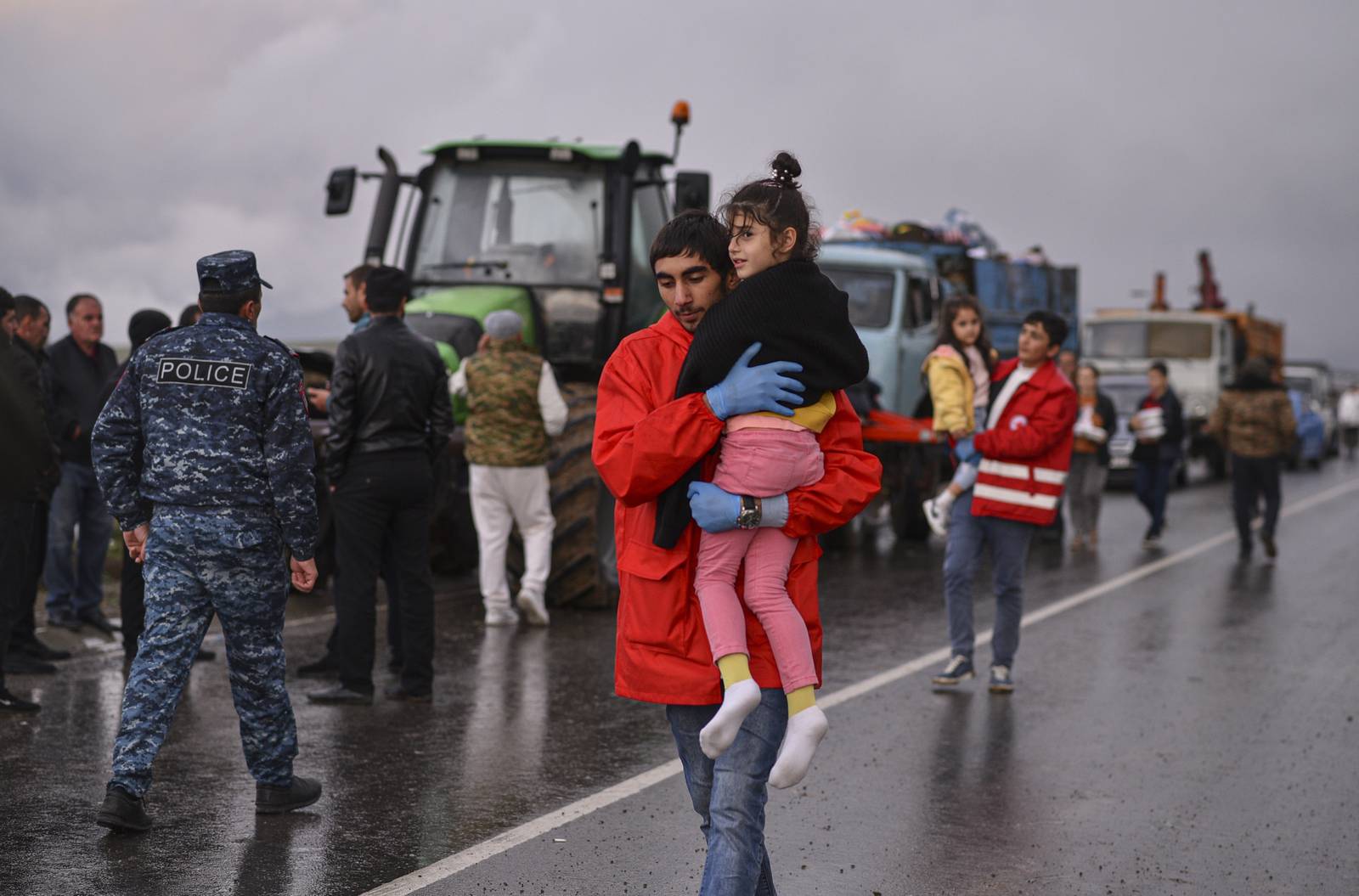 Ethnic Armenians arrive at the registration centre. EPA