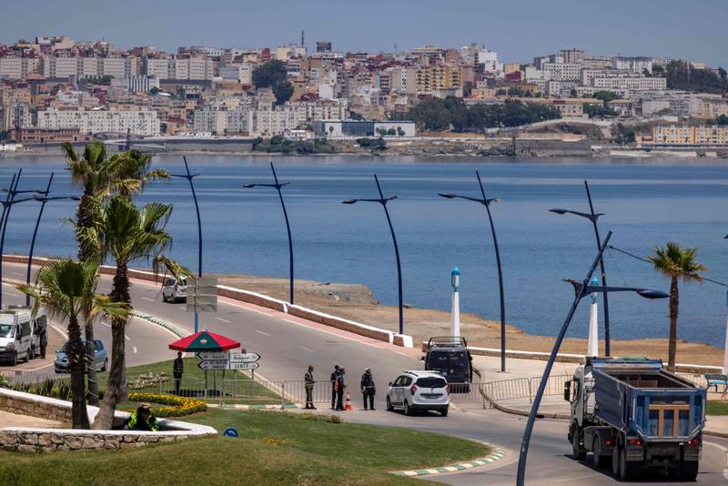 Morocco's Fnideq border crossing with the Spanish enclave of Ceuta, in the background. AFP