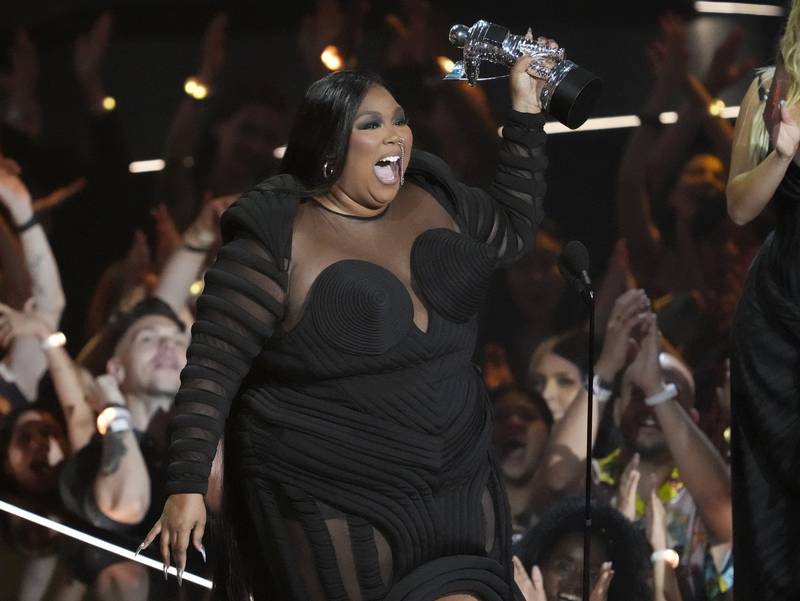 Lizzo accepts the Video for Good award for 'About Damn Time'. AP