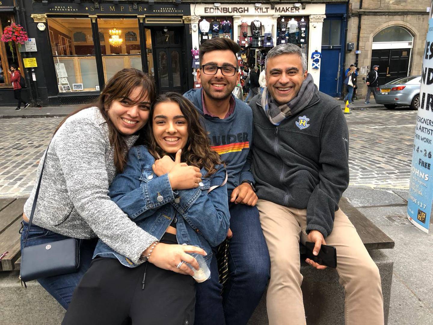 Dolly Lalvani, left, and her family on holiday in Edinburgh