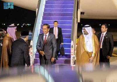 Indonesian President Joko Widodo arrives in Riyadh to attend 
the OIC summit. SPA