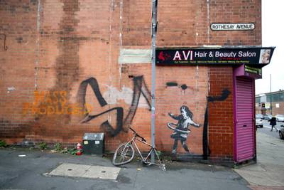 A Banksy artwork in Nottingham in October  2020. Reuters