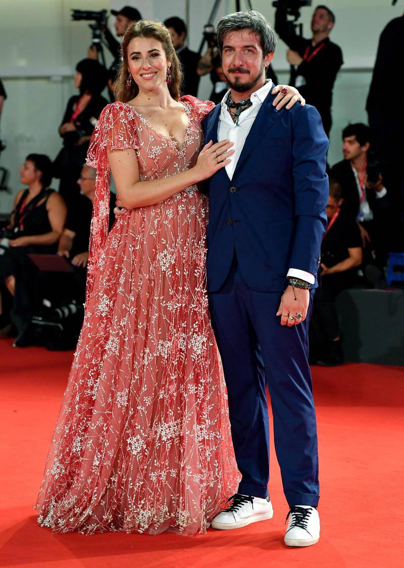 Diana Del Bufalo and Paolo Ruffini arrive for a premiere of 'The Laundromat' during the 76th Venice International Film Festival on September 1, 2019. EPA