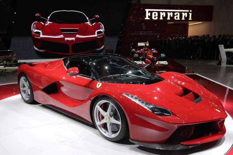 The LaFerrari hybrid car at the Geneva motor show. It just pips Tesla's new Model S in the speed stakes. Denis Balibouse / Reuters