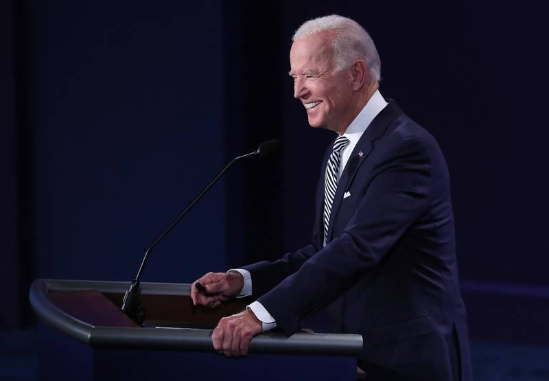 Democratic presidential candidate Joe Biden participates in the first 2020 presidential election debate at Samson Pavilion in Cleveland. EPA