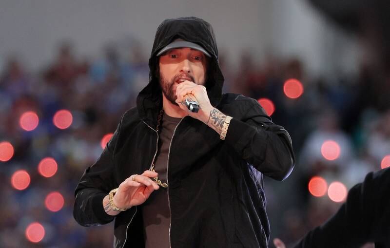 Eminem performs during the half-time show. Reuters