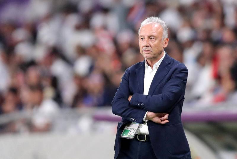 Al Ain, United Arab Emirates - January 14, 2019: UAE head coach Alberto Zaccheroni during the game between UAE and Thailand in the Asian Cup 2019. Monday, January 14th, 2019 at Hazza Bin Zayed Stadium, Al Ain. Chris Whiteoak/The National