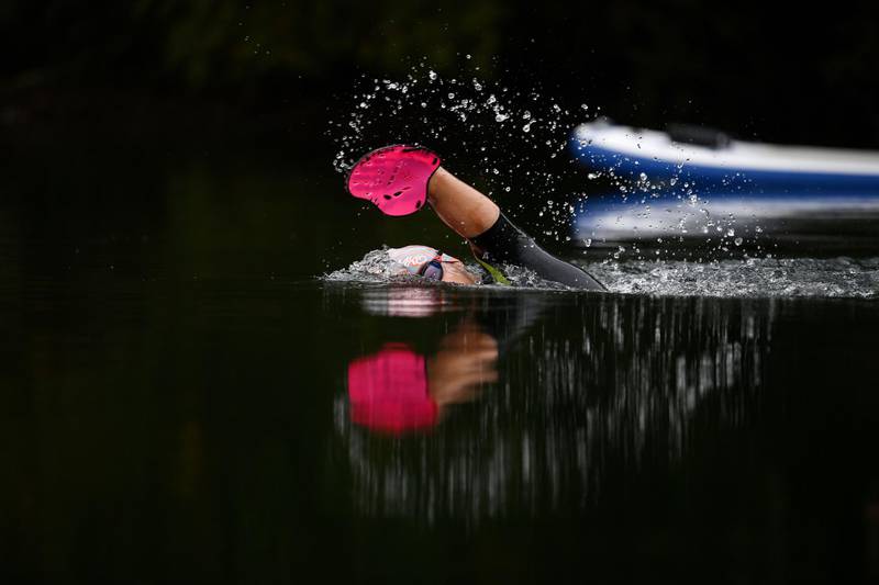 Paralympic swimmer Theo Curin training in Compiegne, France, on Friday, October 23. Curin, a four limb amputee, will next month attempt to swim 122km across the highest lake in the world - Lake Titicaca (3812m above sea level) on the border of Bolivia and Peru - in total autonomy. AFP