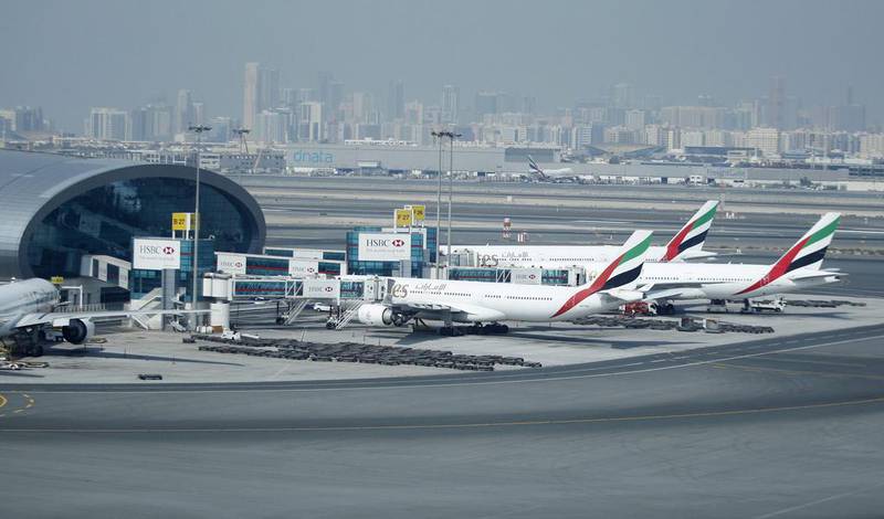 Emirates aircraft at the Emirates Terminal at Dubai International Airport. Jumana El Heloueh / Reuters