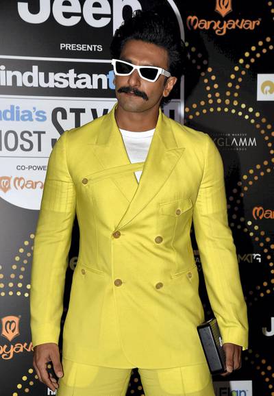 Indian Bollywood actor Ranveer Singh attends the 'HT India's Most Stylish Awards 2019' ceremony in Mumbai on March 29, 2019. -  (Photo by Sujit Jaiswal / AFP)
