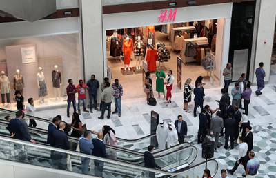 ABU DHABI ,  UNITED ARAB EMIRATES , SEPTEMBER 4 – 2019 :- Visitors at the new expansion of The Galleria on Al Maryah Island in Abu Dhabi. ( Pawan Singh / The National ) For Lifestyle