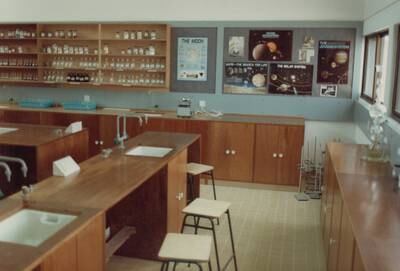 The science room in the 1980s.