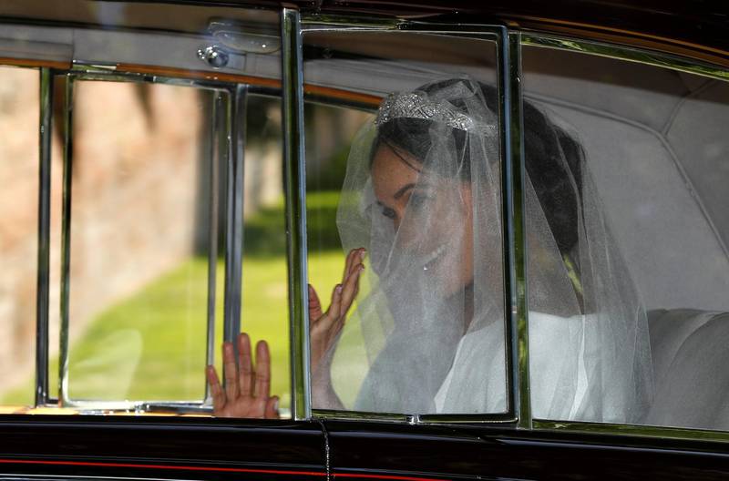 Meghan Markle leaves the Cliveden House Hotel, for her wedding at St George's Chapel at Windsor Castle to Prince Harry in Taplow, Britain, May 19, 2018. REUTERS/Darren Staples