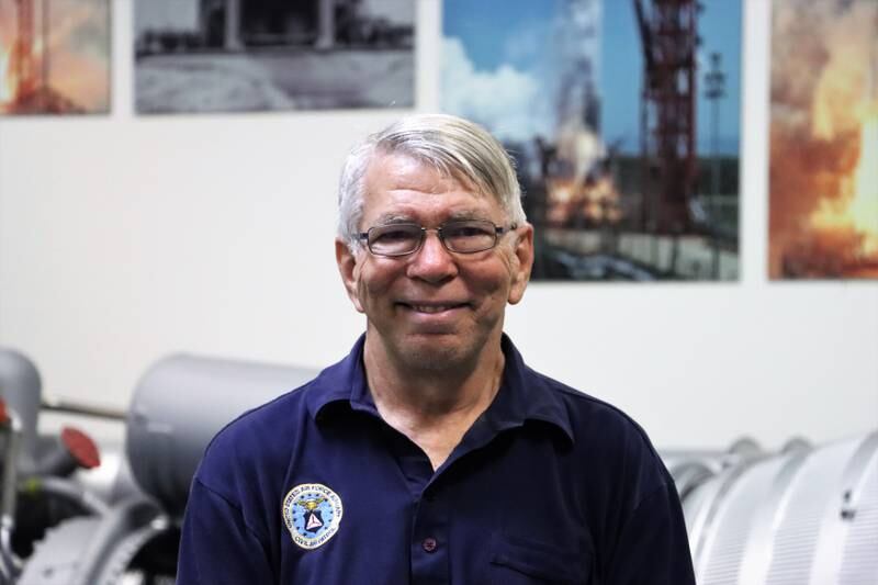 Gary Dahlke has been a volunteer at the Sands Space History Centre in Cape Canaveral since 1992. Photo: Sarwat Nasir / The National