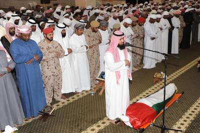 The funeral service for Obaid Al Mazroui, who died while on a training exercise in the UAE. Photo courtesy Aletihad