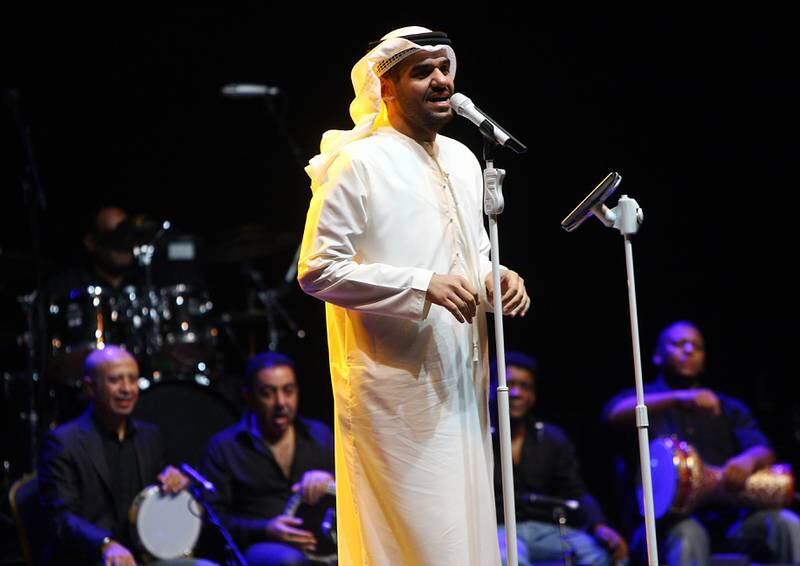 AbuDhabi, United Arab Emirates- August, 10, 2013: UAE  Singer Hussain Al Jassmi performs during the Summerfest  Music event at the Yas Island in Abudhbai. ( Satish Kumar / The National ) For News/ Arts & Life/ Story by Saeed Saeed *** Local Caption ***  SK100-HussainAlJassmi-05.jpg