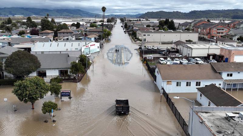 A flooded neighbourhood in Watsonville, California. AFP