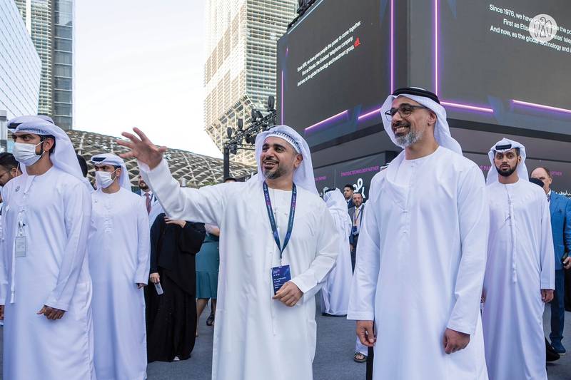 Sheikh Khaled bin Mohamed, member of the Abu Dhabi Executive Council and chairman of the Abu Dhabi Executive Office, tours Abu Dhabi Finance Week activities and witnesses unveiling of Falcon Economy sculpture. 