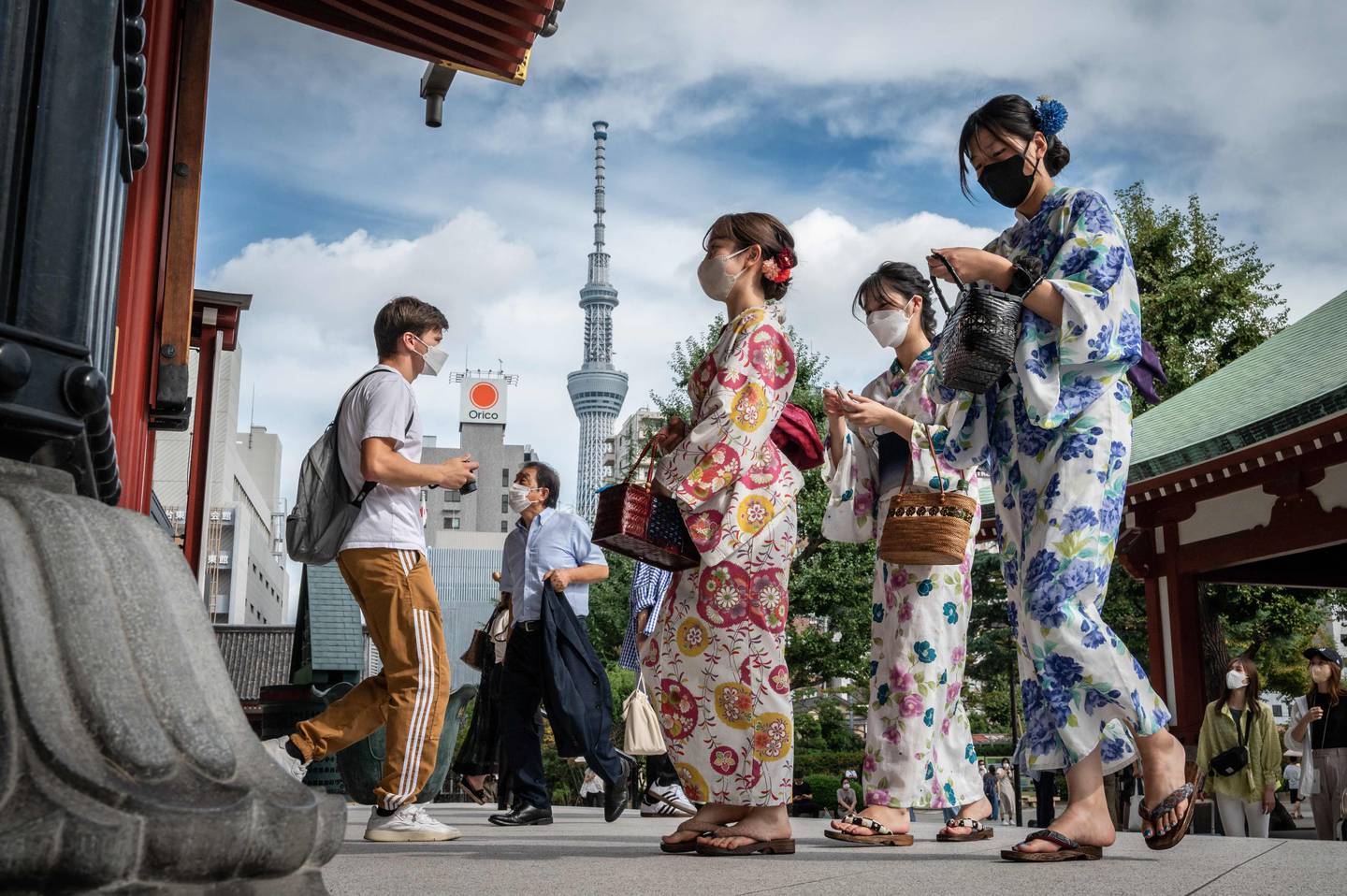 Small numbers of tourists have been visiting sites such as visit Sensoji Temple. Authorities want to boost the numbers. AFP
