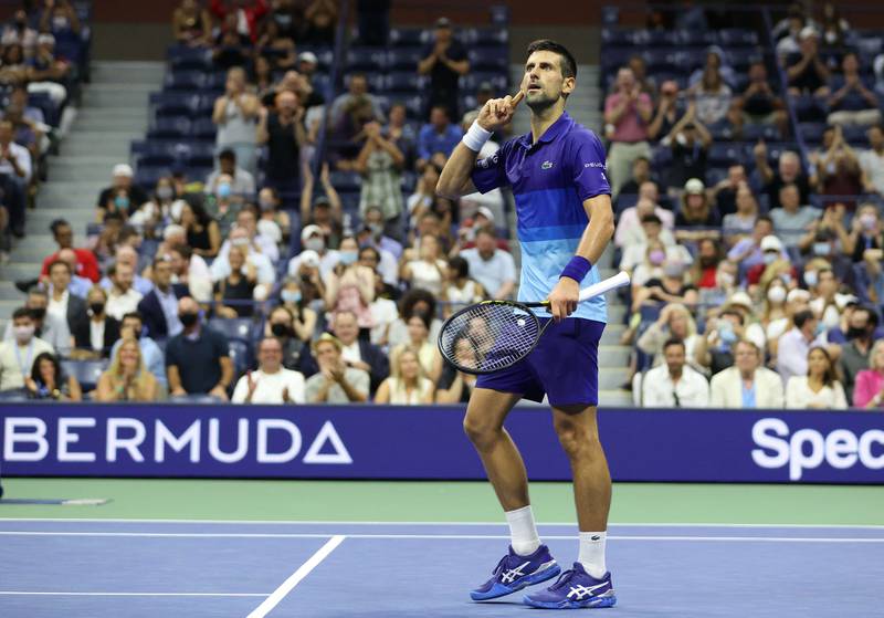 Novak Djokovic of Serbia reacts. Reuters