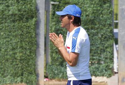 Italy manager Antonio Conte attends a training session at the Bernard Gasset centre in Montpellier, France, Friday, July 1, 2016. Italy will face Germany in a Euro 2016 quarter-final match in Bordeaux on Saturday, July 2, 2016. Antonio Calanni / AP Photo