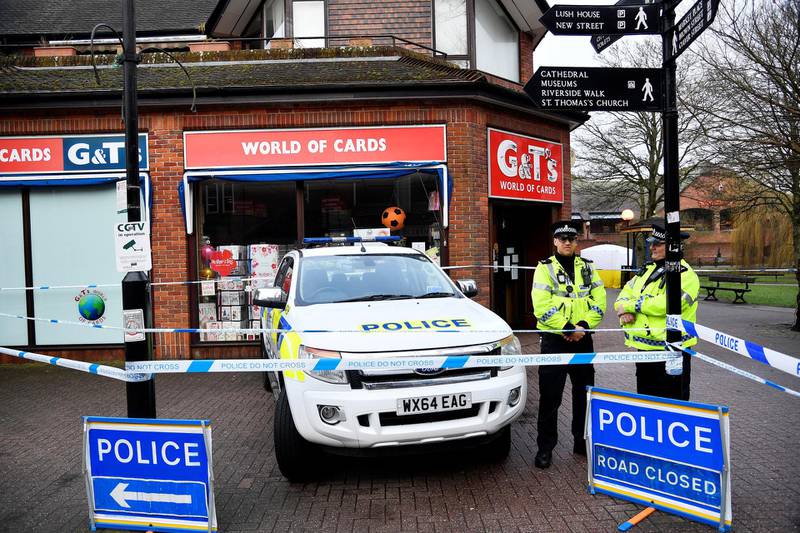 Police at the location where Skripal and his daughter were found. Reuters