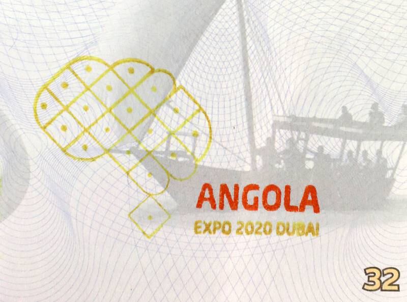 Passport stamp for the pavilion of Angola.