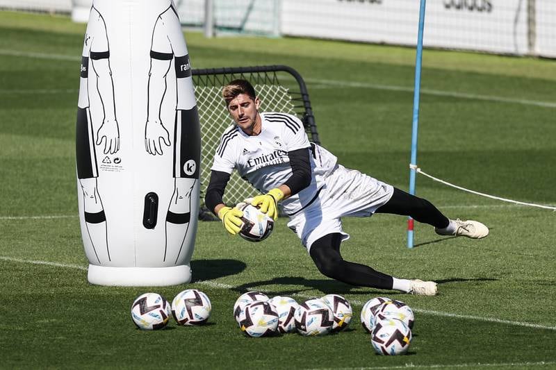 Real Madrid's goalkeeper Thibaut Courtois trains at the Valdebebas sport complex. EPA