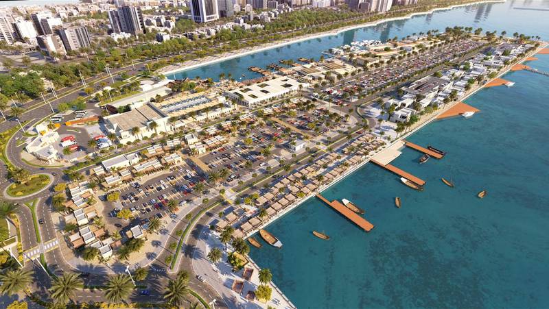 Construction is under way to transform Mina Zayed into a top tourist and commercial destination. This shows the fisherman's wharf with the new fish market. Courtesy: Department of Municipalities and Transport / Modon