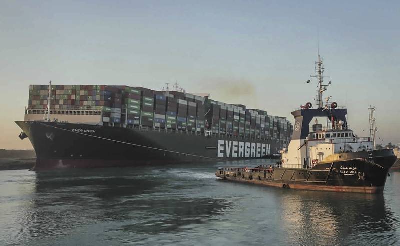 The Panama-flagged vessel 'Ever Given' blocked the Suez Canal for nearly a week in March 2021. AP